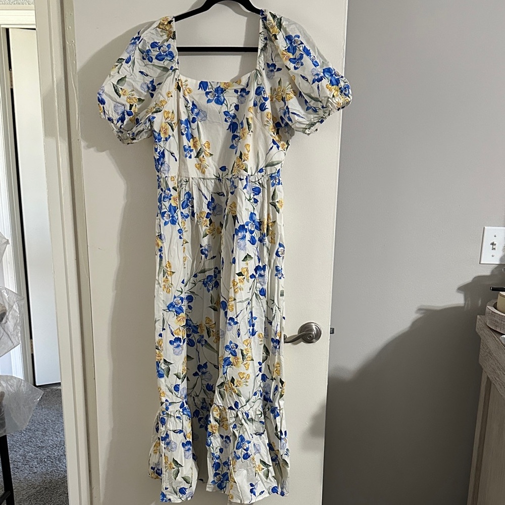 Express Blue and Yellow Floral Maxi Dress